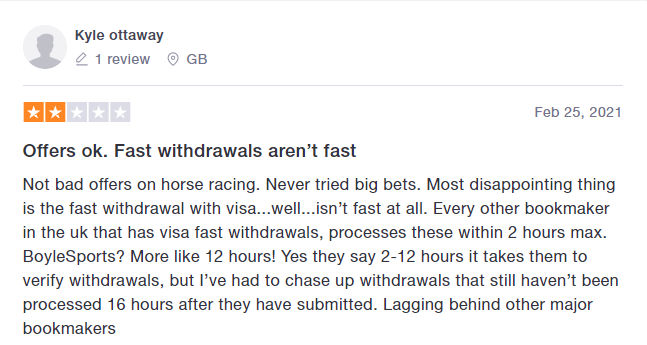 Trustpilot Boylesports review